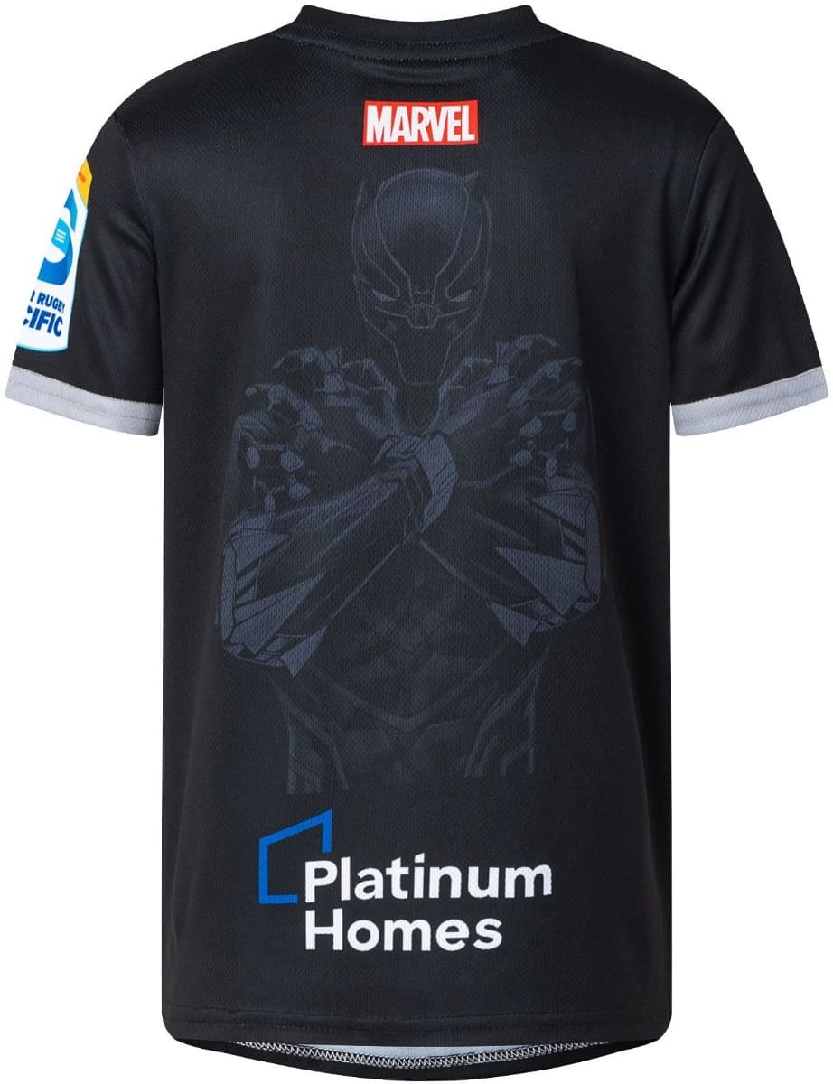Waikato Chiefs 2025 Rugby Union Mens Black Panther Marvel Warm Up Tee