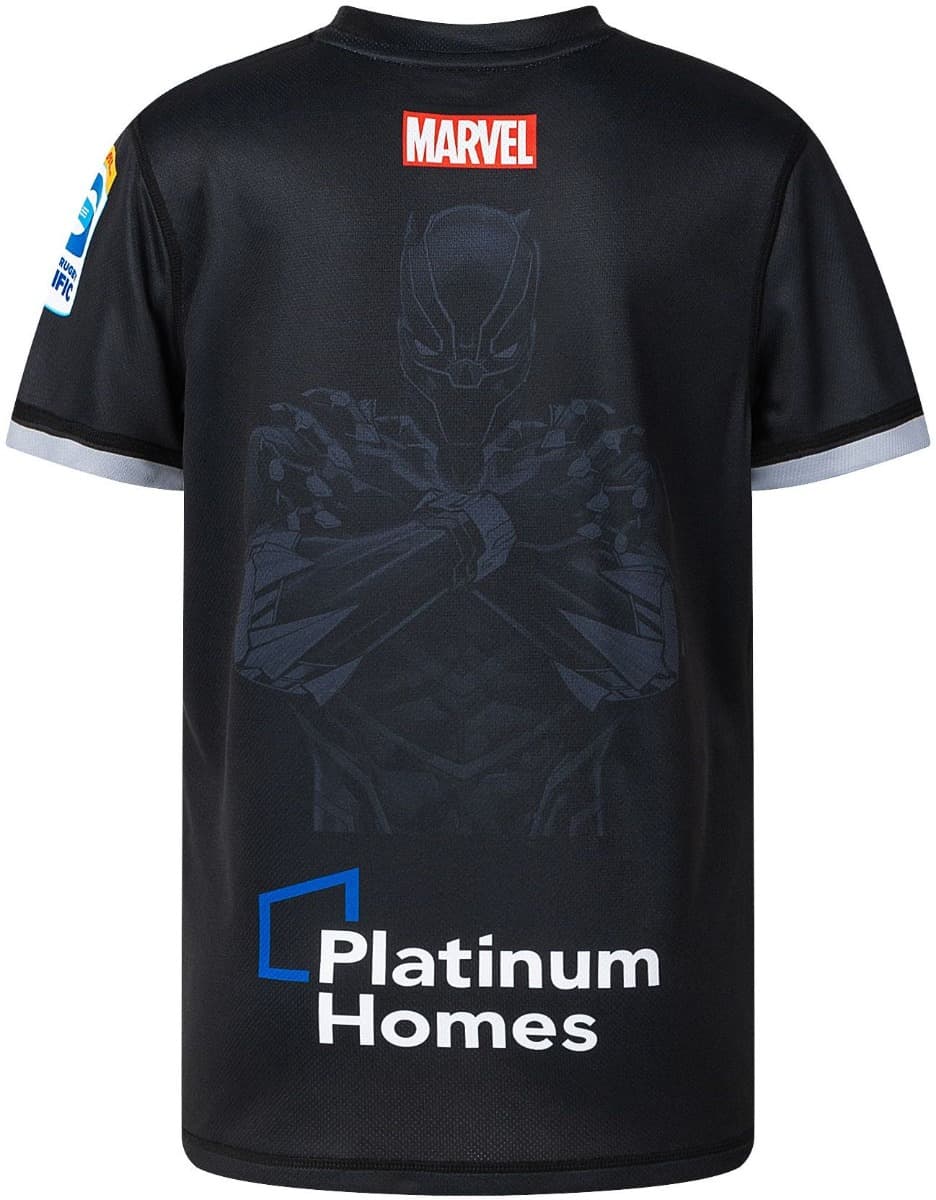 Waikato Chiefs 2025 Rugby Union Toddler Black Panther Marvel Warm Up Tee
