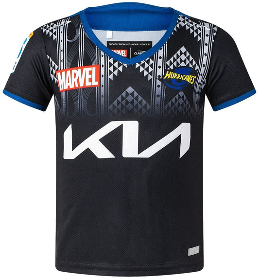 Wellington Hurricanes 2025 Rugby Union Kids Captain America Marvel Warm Up Tee