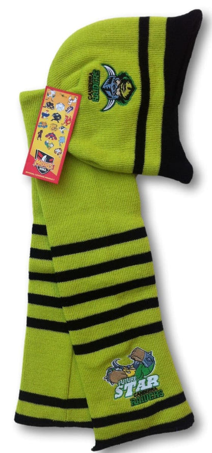 Canberra Raiders NRL Toddler Mascot Beanie and Scarf Combo Size 0-2 years