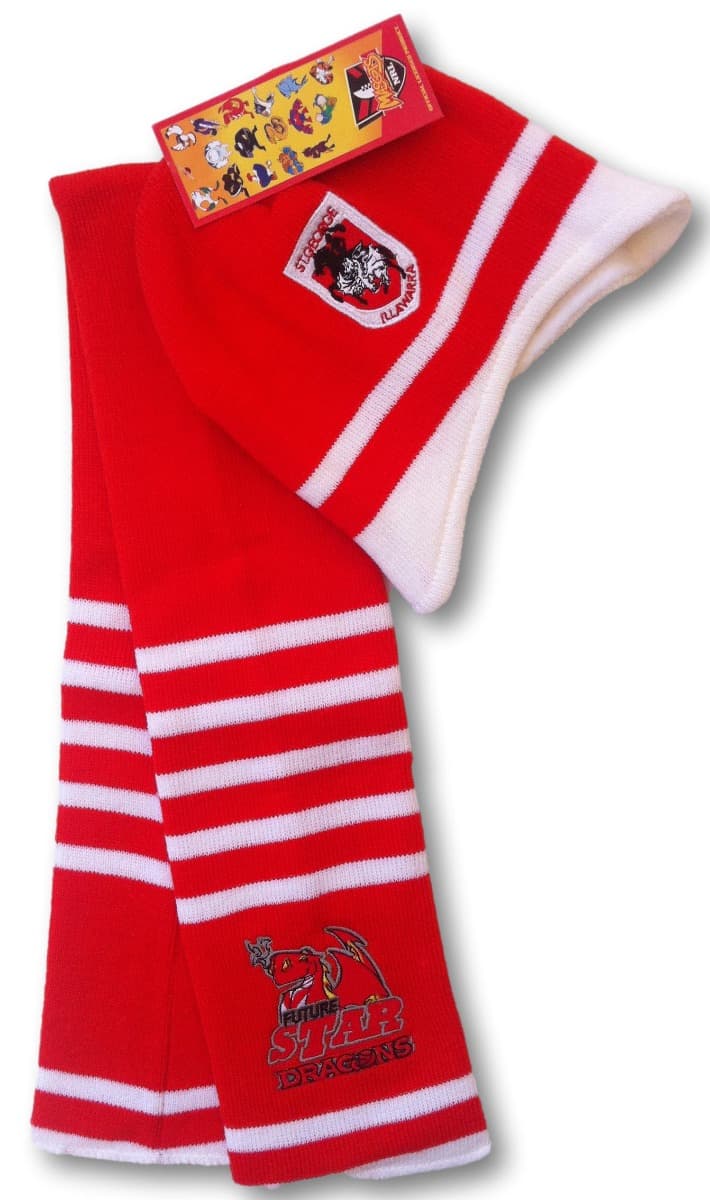 St George Dragons NRL Toddler Mascot Beanie and Scarf Combo size 0-2 years
