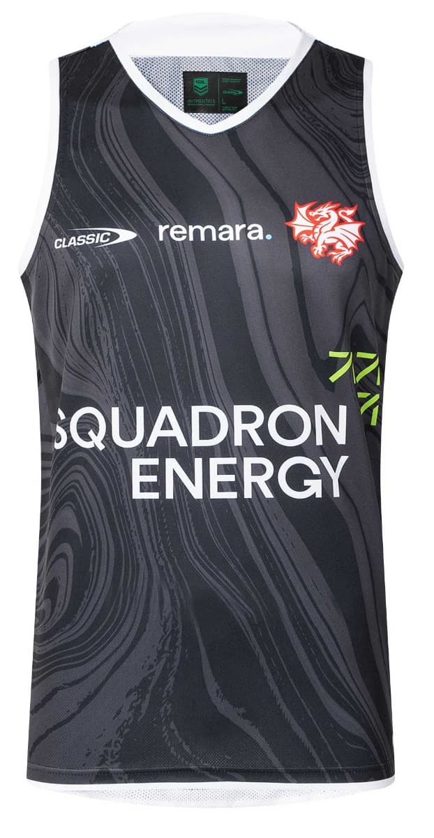 St George Dragons 2025 NRL Mens Black Training Singlet