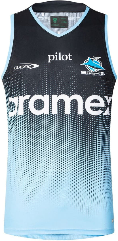 Cronulla Sharks 2025 NRL Mens Black Training Singlet