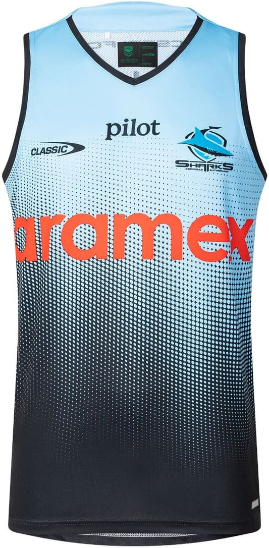 Cronulla Sharks 2025 NRL Mens Sky Training Singlet