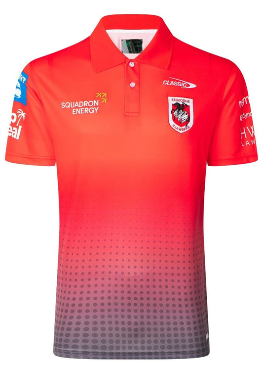 St George Dragons 2025 NRL Mens Red Media Polo Shirt