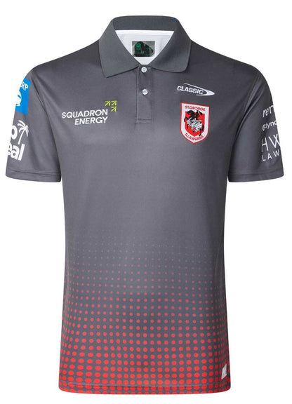 St George Dragons 2025 NRL Mens Black Team Polo Shirt