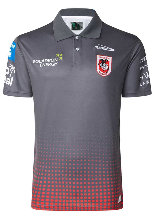 St George Dragons 2025 NRL Mens Black Team Polo Shirt