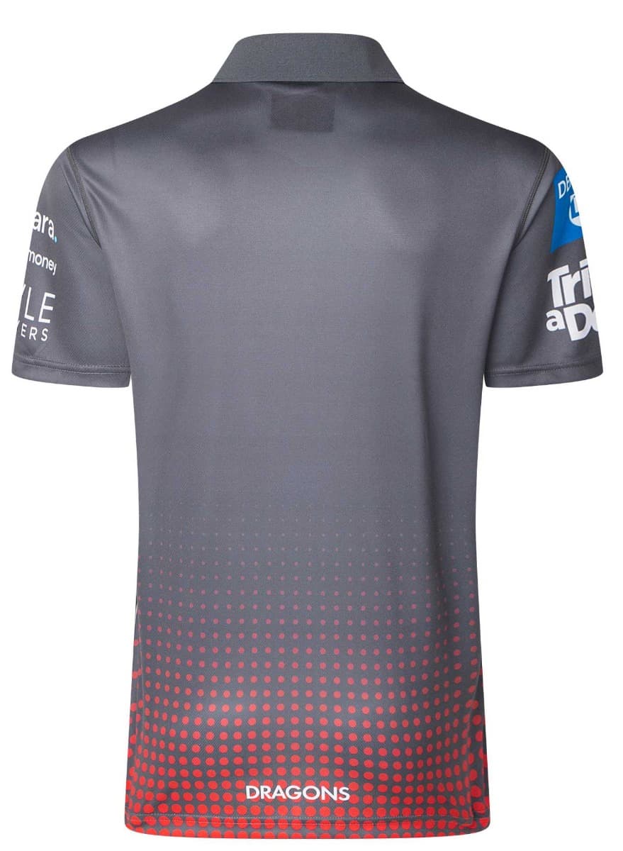 St George Dragons 2025 NRL Mens Black Team Polo Shirt