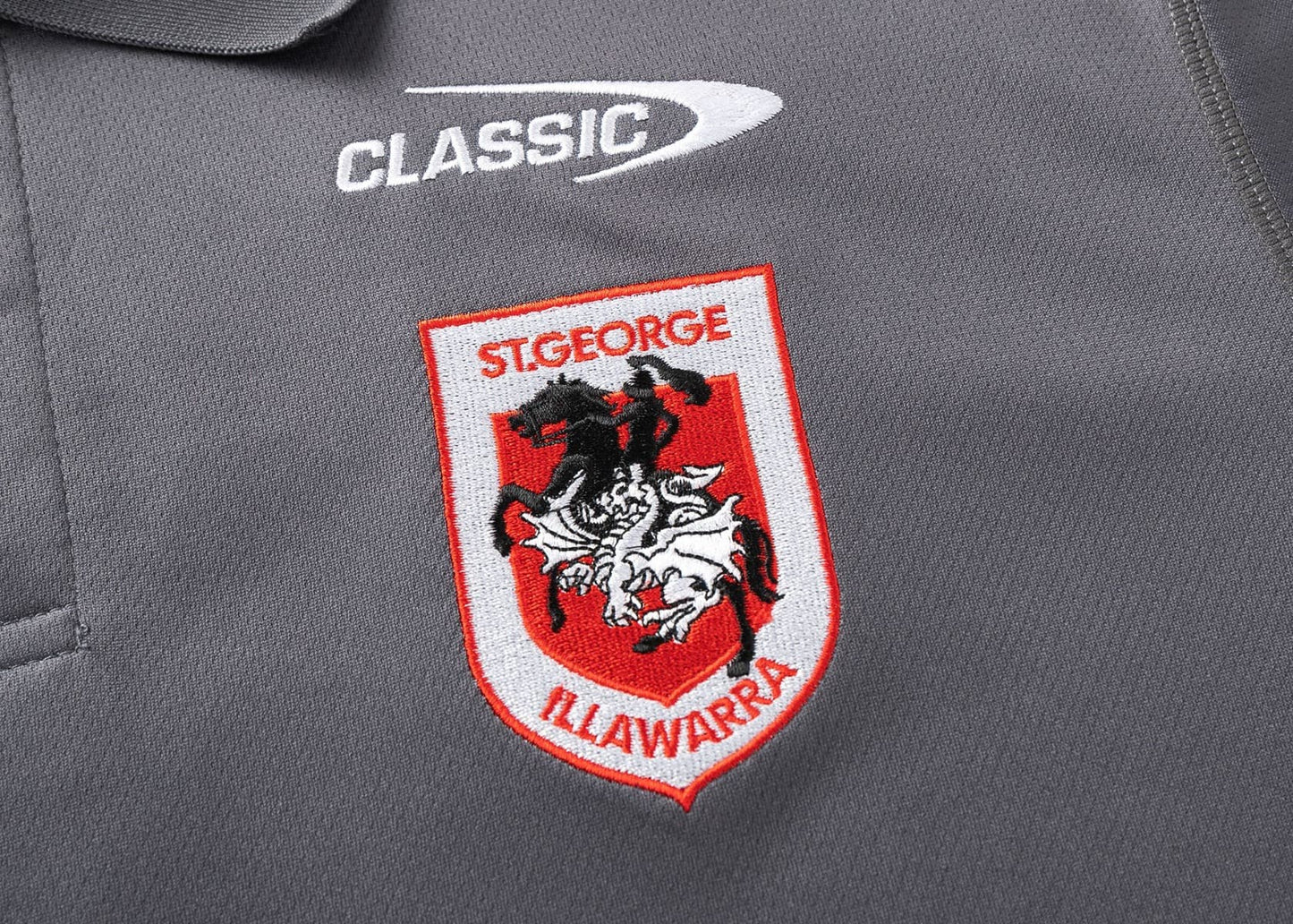 St George Dragons 2025 NRL Mens Black Team Polo Shirt