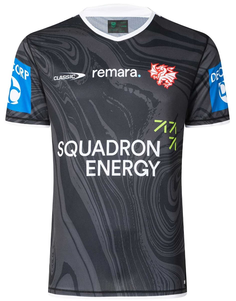 St George Dragons 2025 NRL Mens Black Training Shirt
