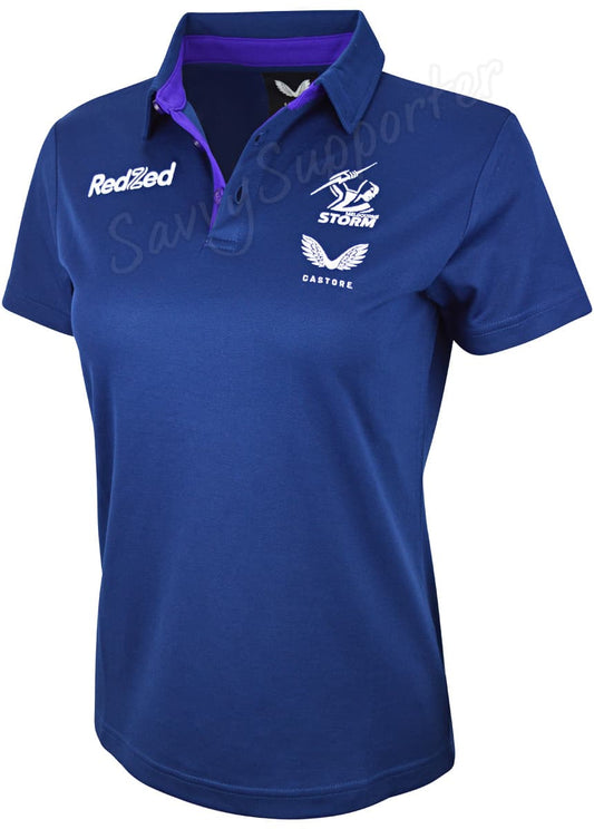 Melbourne Storm NRL Ladies Navy Players Media Polo Shirt