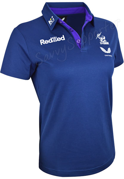 Melbourne Storm NRL Ladies Navy Players Media Polo Shirt