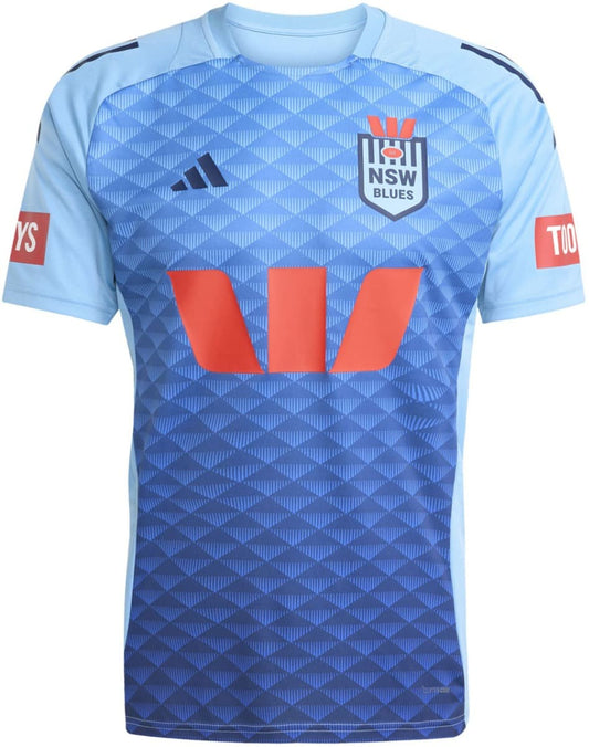 NSW Blues 2025 State of Origin Mens Light Blue Performance Training Shirt