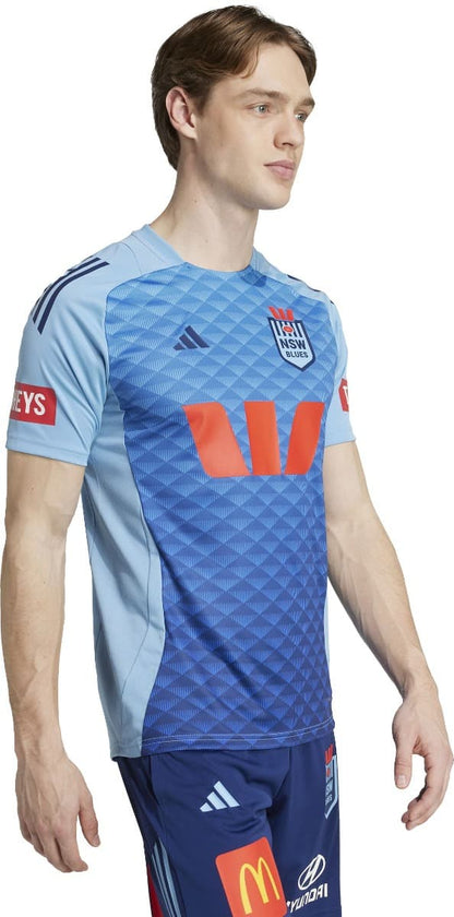 NSW Blues 2025 State of Origin Mens Light Blue Performance Training Shirt