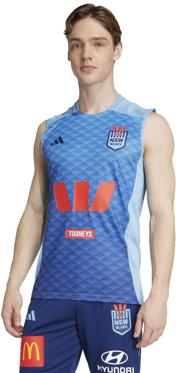 NSW Blues 2025 State of Origin Mens Light Blue Training Singlet