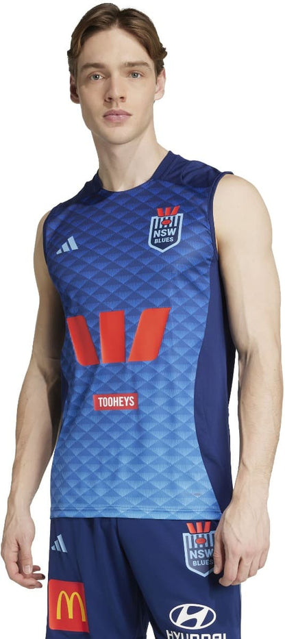 NSW Blues 2025 State of Origin Mens Dark Blue Training Singlet