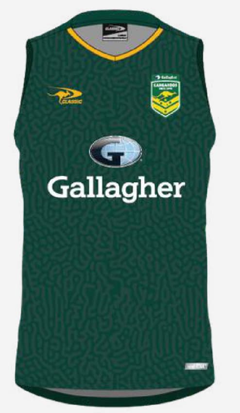 Australian Kangaroos 2024 NRL Mens Green Training Singlet