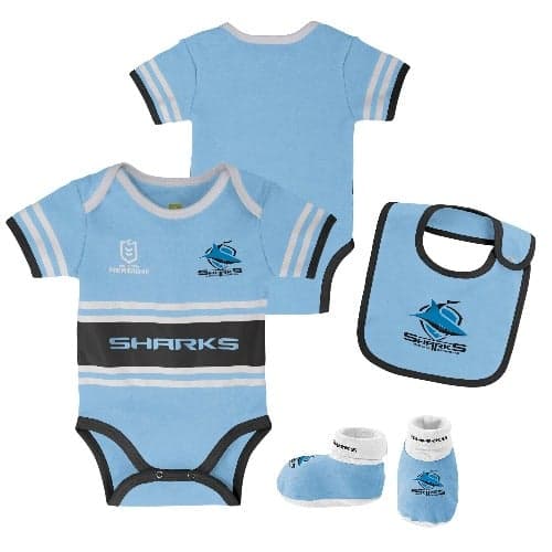 Cronulla Sharks NRL Romper, Bib and Bootie Set
