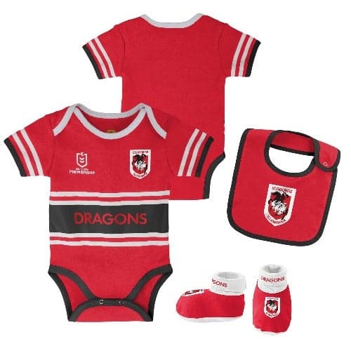 St George Dragons NRL Romper, Bib and Bootie Set