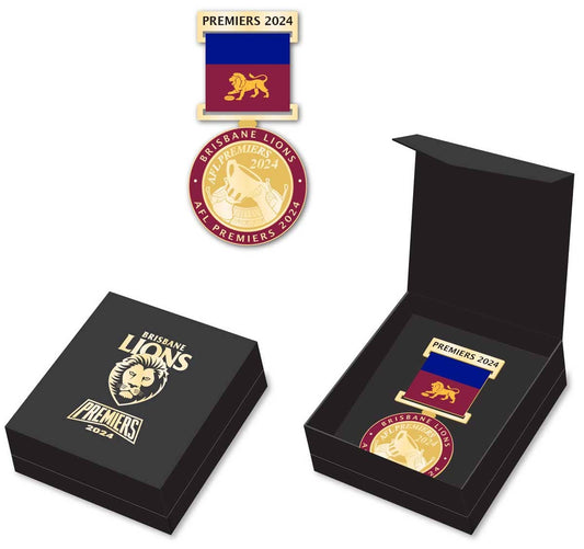 Brisbane Lions 2024 AFL Premiers Medal with Ribbon (Boxed)