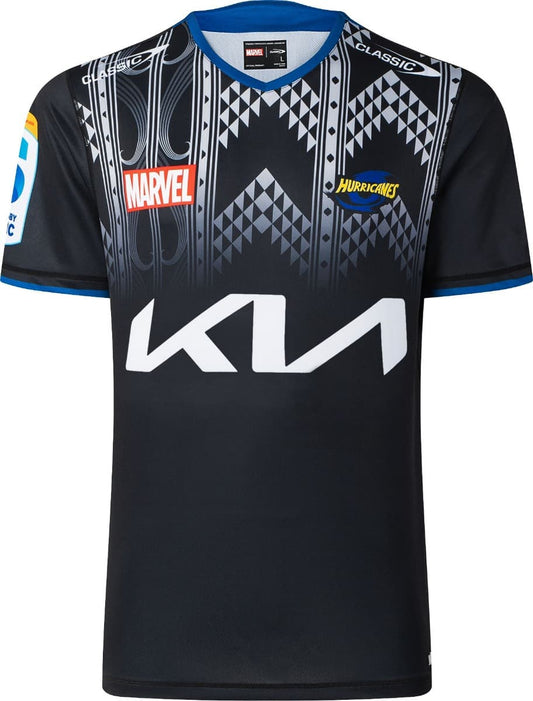 Wellington Hurricanes 2025 Rugby Union Mens Captain America Marvel Warm Up Tee