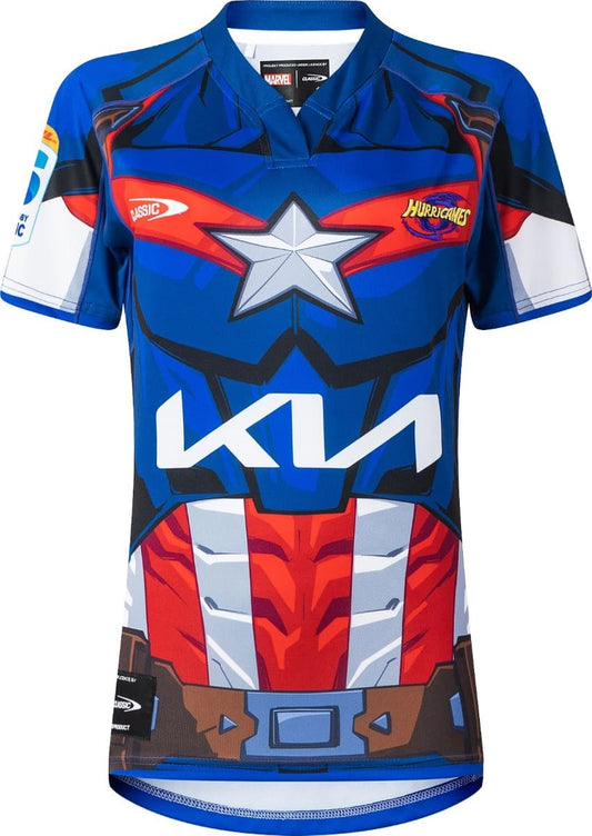Wellington Hurricanes 2025 Rugby Union Ladies Captain America Marvel Jersey