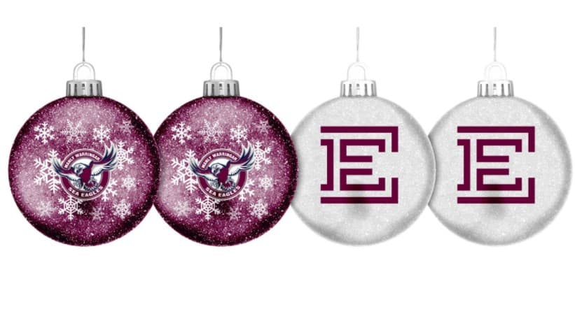 Manly Sea Eagles NRL Christmas Glitter Baubles (set of 4)
