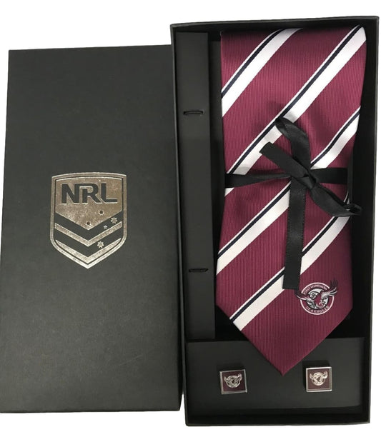 Manly Sea Eagles NRL Cuff Links and Tie Gift Set
