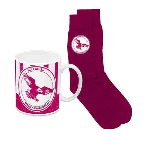 Manly Sea Eagles NRL Heritage Mug + Sock Gift Pack