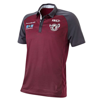 Manly Sea Eagles NRL ISC Dark Scarlet / Grey Polo Shirt