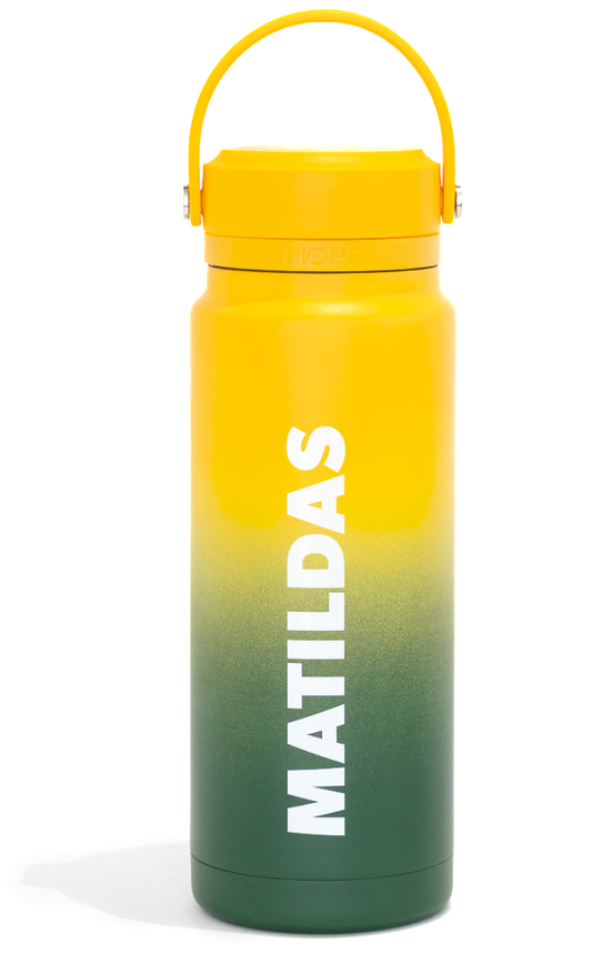 Australian Matildas 2026 Football Green Gold 750ml Insulated Stainless Steel Drink Bottle