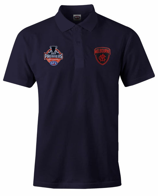 Melbourne Demons AFL Mens Navy Premiers Polo Shirt