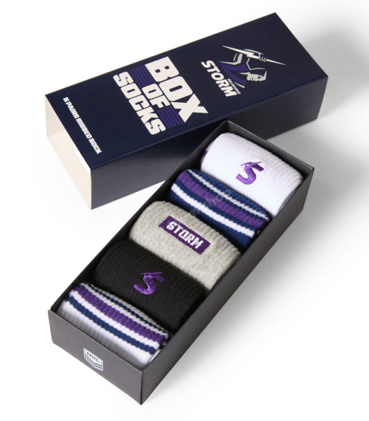 Melbourne Storm 2026 NRL Adults Everyday Box of Socks (5 Pairs)