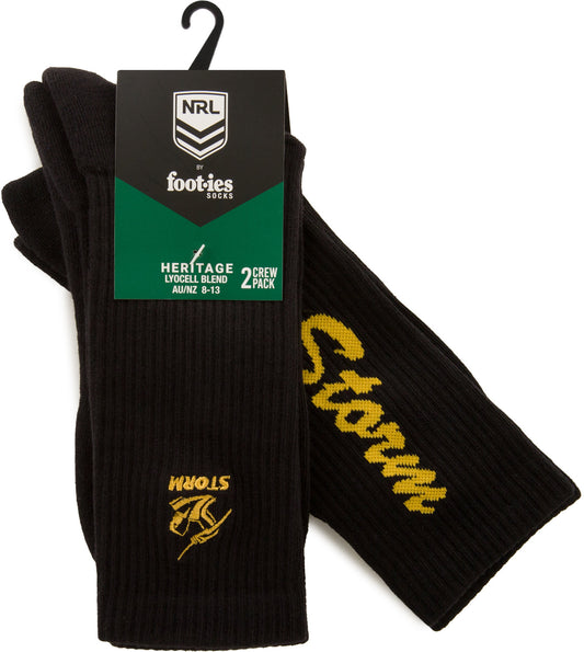 Melbourne Storm 2026 NRL Mens Black Sneaker Sock 2 Pack