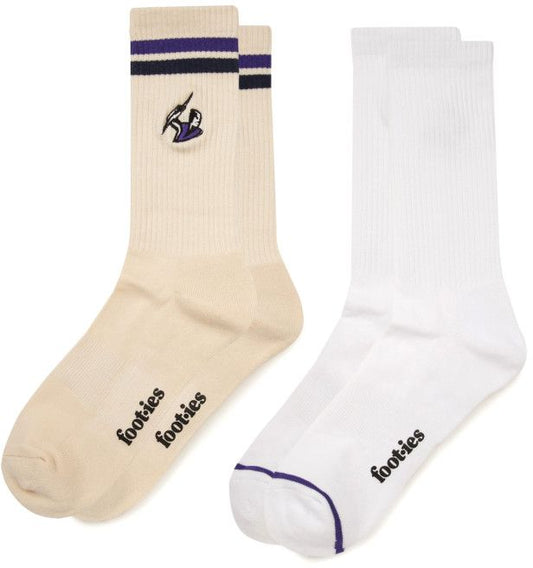 Melbourne Storm 2026 NRL Mens Sneaker Sock 2 Pack Giftbox (Size M-L)
