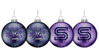Melbourne Storm NRL Glitter Christmas Baubles (x4)