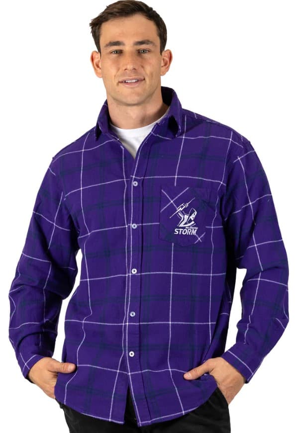 Melbourne Storm NRL Mens Mustang Flannel Shirt