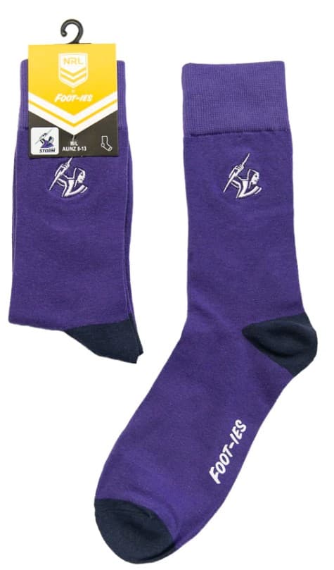 Melbourne Storm NRL Adults Small Embroidery Socks