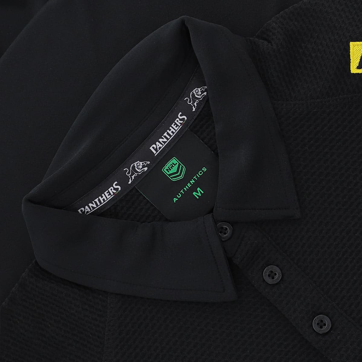 Penrith Panthers 2025 NRL Mens Black Media Polo Shirt
