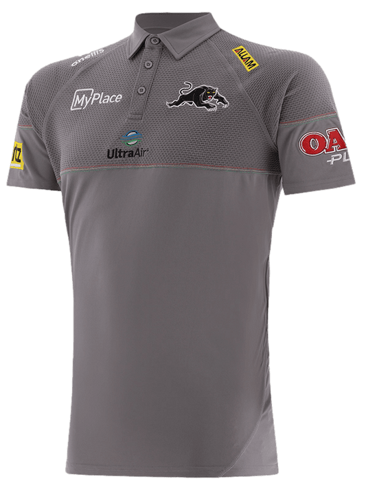 Penrith Panthers 2025 NRL Mens Grey Media Polo Shirt
