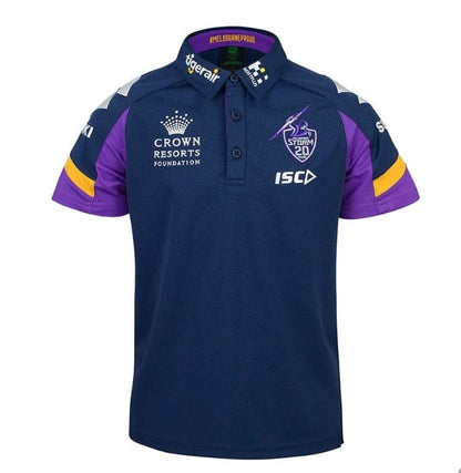 Melbourne Storm NRL Mens Navy Media Polo Shirt