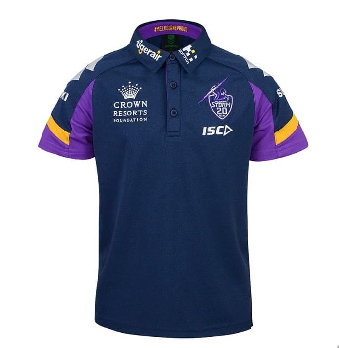 Melbourne Storm NRL Ladies Navy Media Polo Shirt