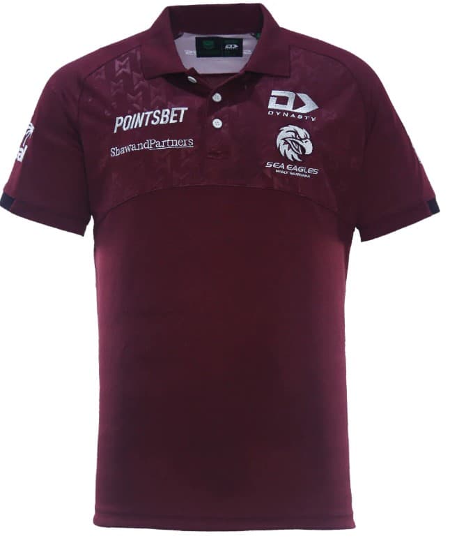 Manly Sea Eagles 2024 NRL Mens Maroon Media Polo Shirt