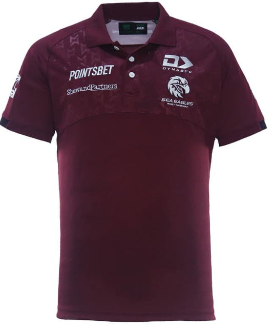 Manly Sea Eagles 2024 NRL Mens Maroon Media Polo Shirt