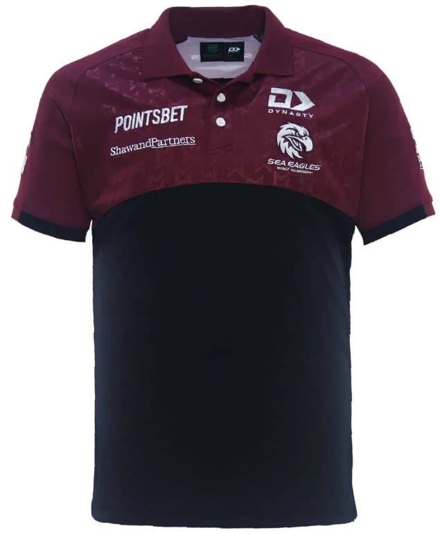 Manly Sea Eagles 2024 NRL Mens Black Alternate Polo Shirt