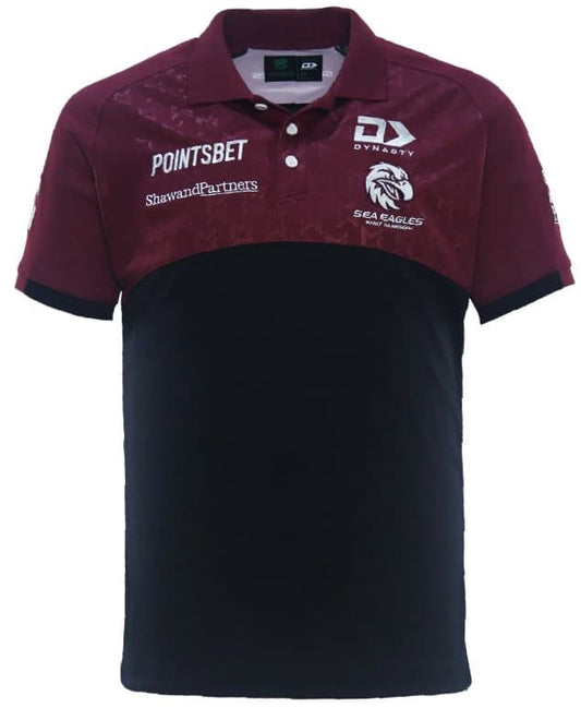 Manly Sea Eagles 2024 NRL Mens Black Alternate Polo Shirt