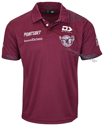 Manly Sea Eagles 2023 NRL Mens Maroon Media Polo Shirt
