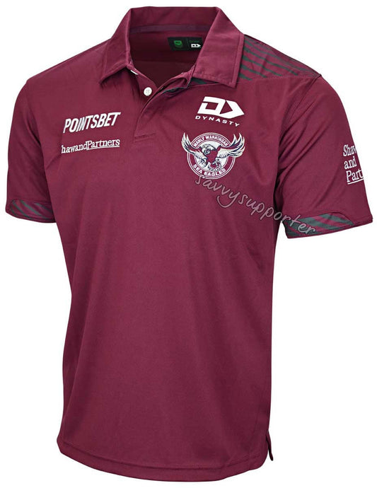 Manly Sea Eagles 2023 NRL Mens Maroon Media Polo Shirt