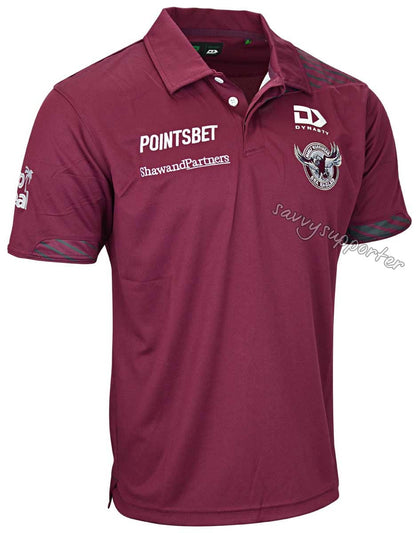 Manly Sea Eagles 2023 NRL Mens Maroon Media Polo Shirt
