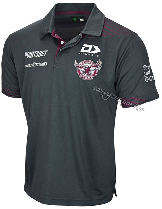 Manly Sea Eagles 2023 NRL Mens Charcoal Alternate Polo Shirt